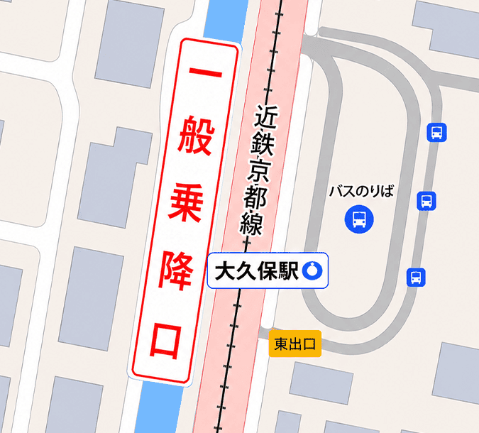 近鉄大久保駅のバス待合所の地図